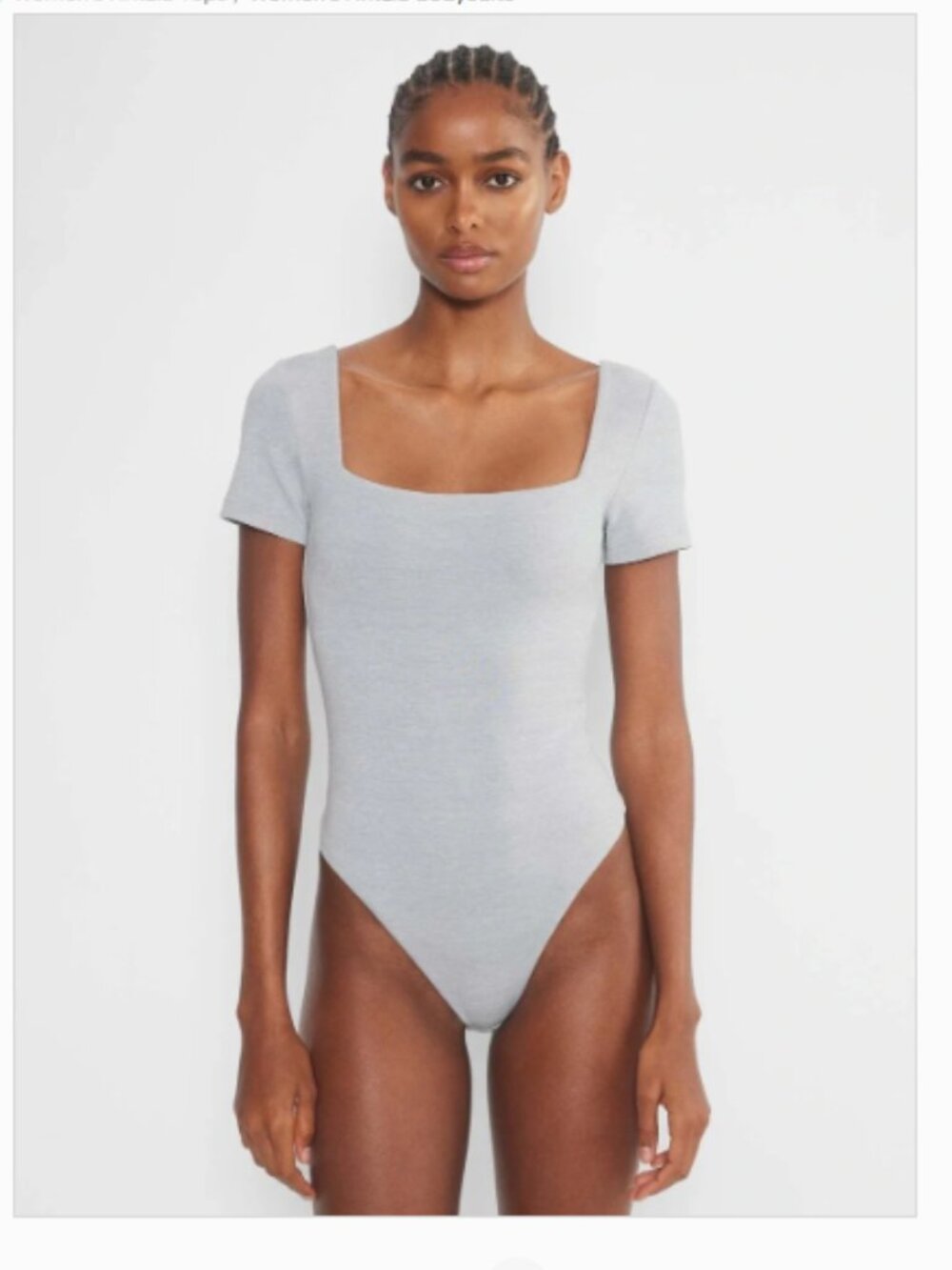 Babaton Aritzia Original Contour Manner Squareneck Bodysuit Gray Sz S